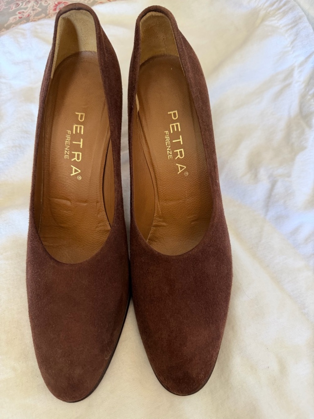 Brown Suede Pointed Pump Heels